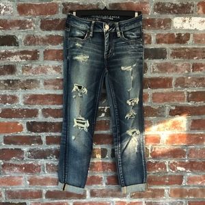 American Eagle Distressed Jegging Crop - Size 0